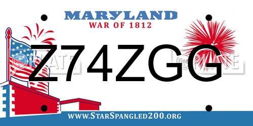 Z74ZGG Maryland License Plate