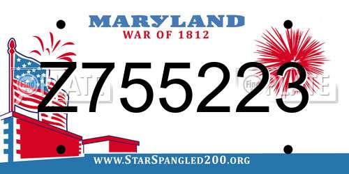 Z755223 Maryland License Plate
