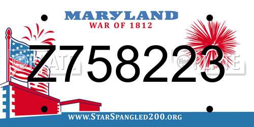 Z758223 Maryland License Plate