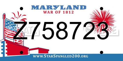 Z758723 Maryland License Plate
