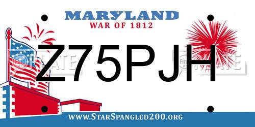 Z75PJH Maryland License Plate