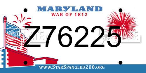 Z76225 Maryland License Plate