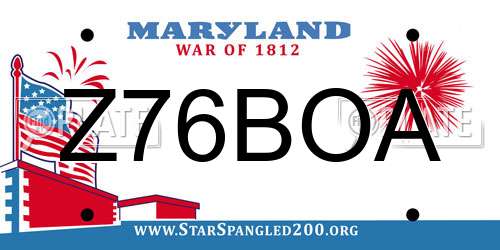 Z76BOA Maryland License Plate