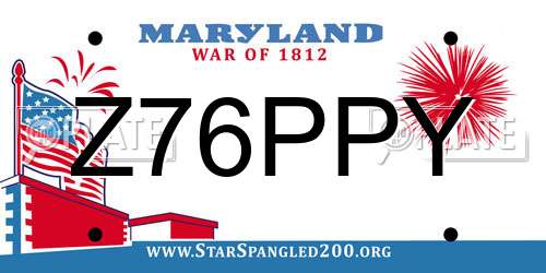 Z76PPY Maryland License Plate