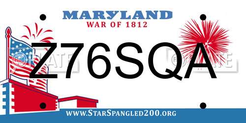 Z76SQA Maryland License Plate