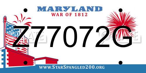 Z77072G Maryland License Plate