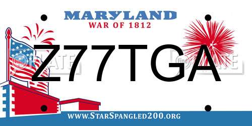 Z77TGA Maryland License Plate