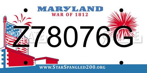 Z78076G Maryland License Plate