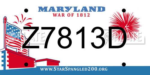 Z7813D Maryland License Plate