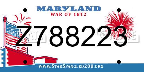 Z788223 Maryland License Plate