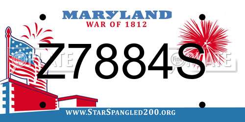 Z7884S Maryland License Plate