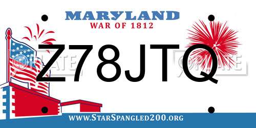 Z78JTQ Maryland License Plate