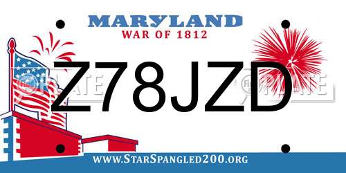 Z78JZD Maryland License Plate