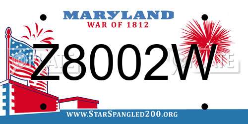 Z8002W Maryland License Plate