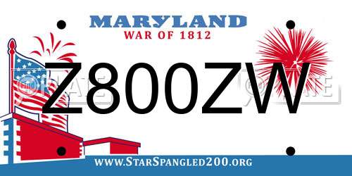 Z800ZW Maryland License Plate