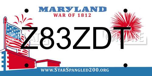 Z83ZDT Maryland License Plate