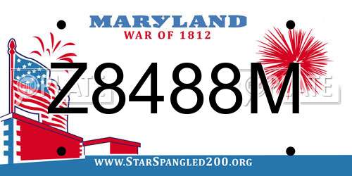 Z8488M Maryland License Plate