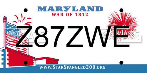 Z87ZWE Maryland License Plate