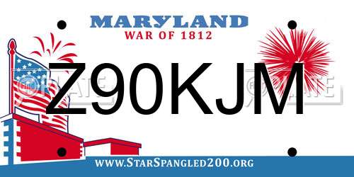 Z90KJM Maryland License Plate
