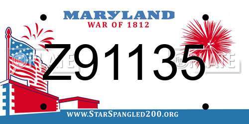 Z91135 Maryland License Plate