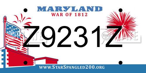 Z9231Z Maryland License Plate