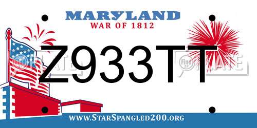 Z933TT Maryland License Plate