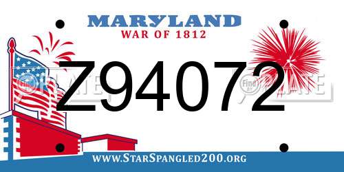 Z94072 Maryland License Plate