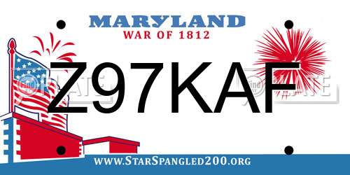 Z97KAF Maryland License Plate