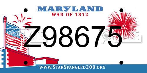 Z98675 Maryland License Plate