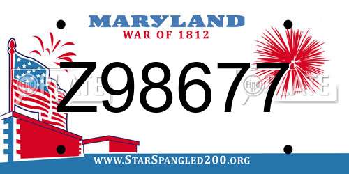 Z98677 Maryland License Plate