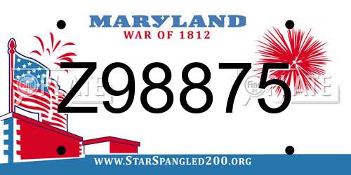 Z98875 Maryland License Plate