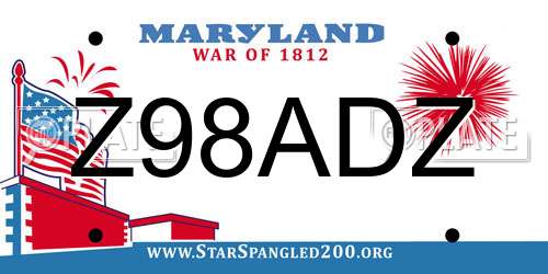 Z98ADZ Maryland License Plate