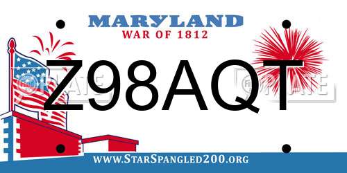 Z98AQT Maryland License Plate