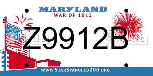 Z9912B Maryland License Plate