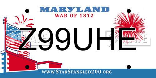Z99UHE Maryland License Plate