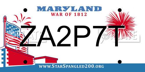 ZA2P7T Maryland License Plate