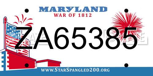 ZA65385 Maryland License Plate