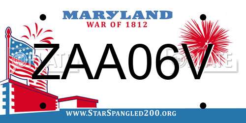 ZAA06V Maryland License Plate
