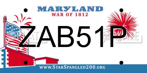 ZAB51P Maryland License Plate