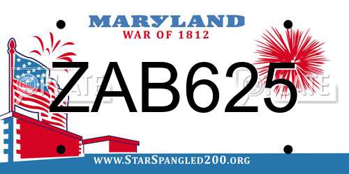 ZAB625 Maryland License Plate