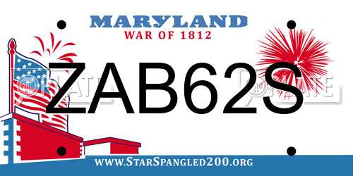 ZAB62S Maryland License Plate