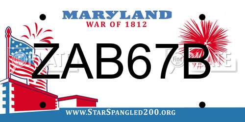 ZAB67B Maryland License Plate