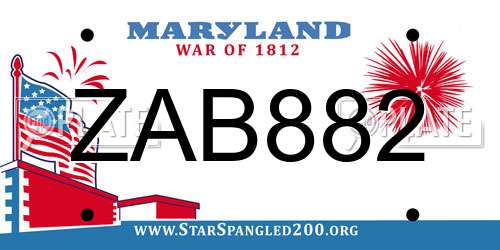 ZAB882 Maryland License Plate