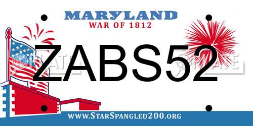 ZABS52 Maryland License Plate