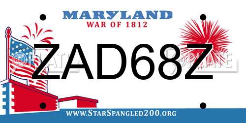 ZAD68Z Maryland License Plate