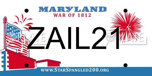 ZAIL21 Maryland License Plate