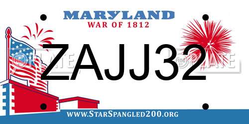 ZAJJ32 Maryland License Plate