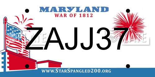 ZAJJ37 Maryland License Plate