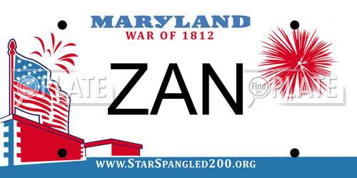 ZAN Maryland License Plate