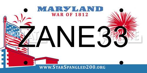ZANE33 Maryland License Plate